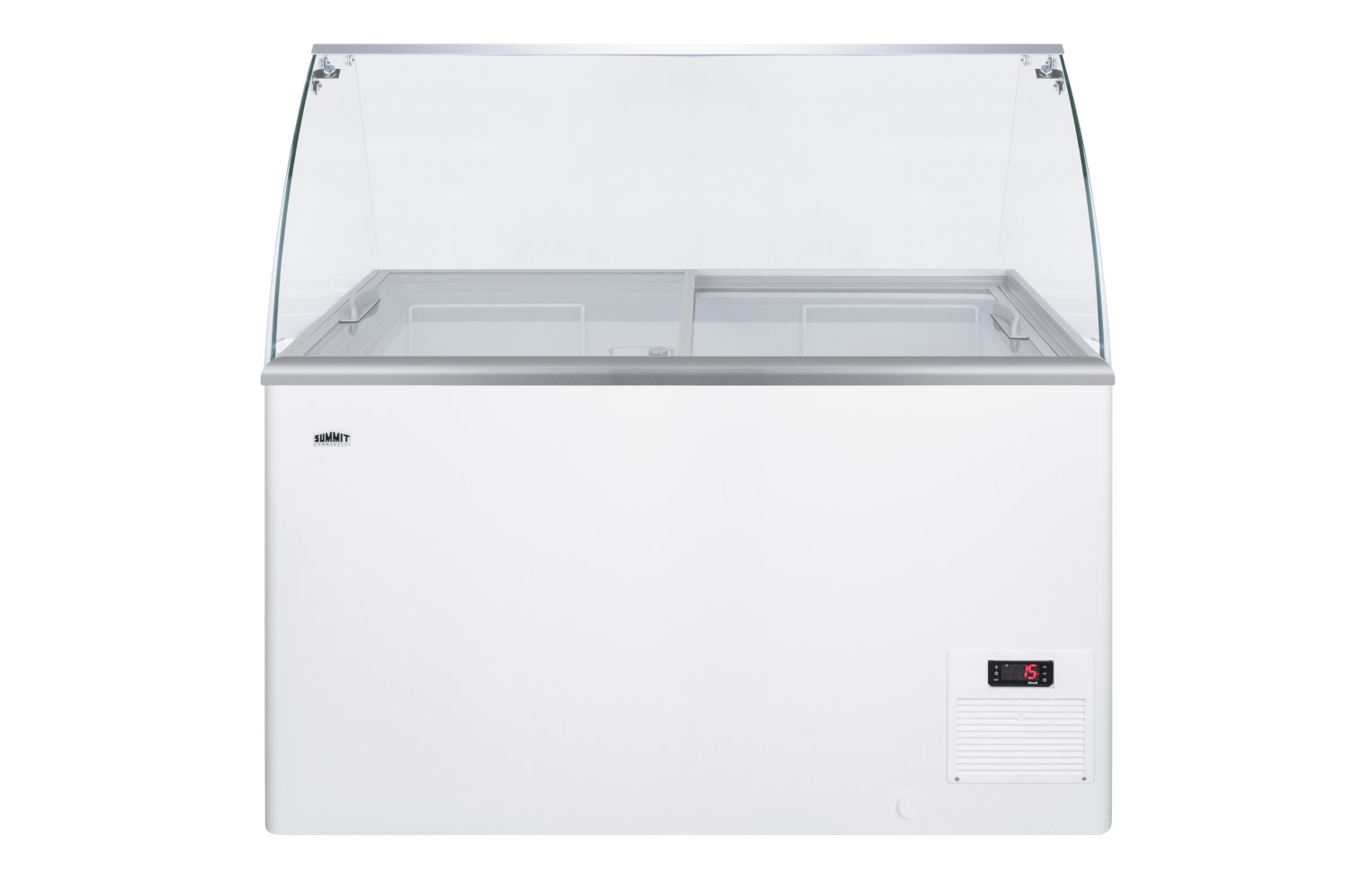 Curved glass sneezeguard kit for installation on NOVA53 ice cream freezer